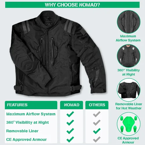 Miniatura 3 de Nomad - Chaqueta de motociclista para hombre, Ironborn, Cruiser Sportsbike Enduro, chaqueta de equitación para hombre con protección de armadura
