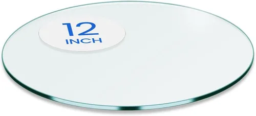 Dulles Glass Superficie de Mesa de Vidrio Redonda de 12 Pulgadas - Templado - Superficie de Vidrio de 3/8 Pulgadas de Grosor, Pulido Plano Seguro,