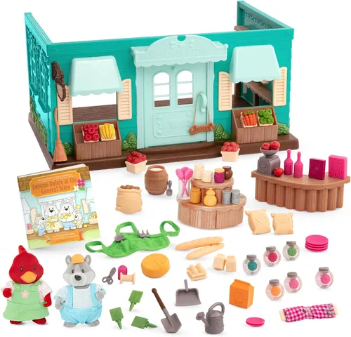 Li'l Woodzeez Pass – the – Pasta Restaurant Playset – Juego de casa de muñecas de 41 piezas con mesa, bancos, comida y accesorios para juegos de rol