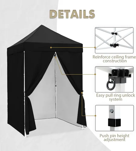 Miniatura 4 de EAGLE PEAK Toldo instantáneo de 5 x 5 con paneles de pared de 4 lados, pequeña tienda de campaña portátil desplegable con bolsa de transporte