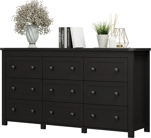 Miniatura 10 de Cómoda para dormitorio con 6 cajones, cómoda de madera de granja, soporte de TV ancho con mango de metal, organizador de ropa moderno para pasillo