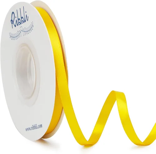Miniatura 77 de Ribbli - Cinta de satén de doble cara dorada, 1 pulgada x 25 yardas, uso para ramo de lazos, envoltura de regalos, decoración de boda Dorado