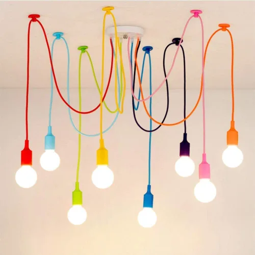 Miniatura 11 de Luces colgantes de 10 vías para bricolaje, lámpara colgante de techo ajustable de altura Candelabro de araña de 10 brazos Lámpara colgante