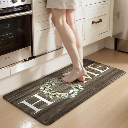 Miniatura 48 de KIMODE Alfombra Antifatiga para Cocina 2 Piezas, Alfombras de Cocina Impermeables y Antideslizantes, Alfombra de Cocina de Estilo Rústico para Piso