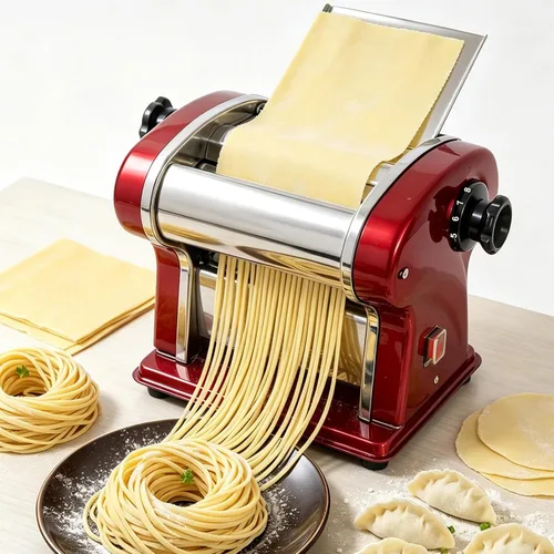 Máquina eléctrica de pasta, 135 W, 9 ajustes y cortador de 0.098 in | Stainless steel pasta machine: thickness (0.3-5mm), round noodles. 5kg/h. For
