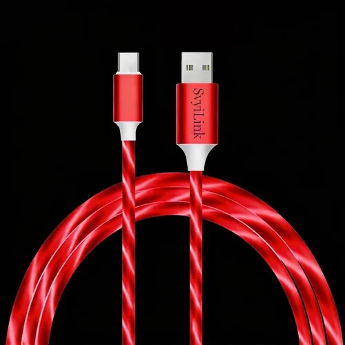 Miniatura 25 de Cable USB PD cargador rápido iluminado (USB 3 en 1 azul), cable de datos de teléfono, cable de carga de luz fluida, 39 pulgadas, material TPE