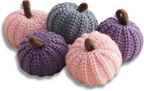 Miniatura 10 de Your Heart's Content Juego de 5 mini calabazas de punto, regalo pensativo, favorito de otoño, rellenos de cuencos de otoño, decoración de bandeja
