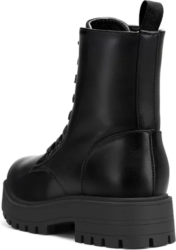 Miniatura 2 de mysoft Women's Combat Boots Platform Chunky Low Heel Lace Up Ankle Booties With Side Zipper Shoes