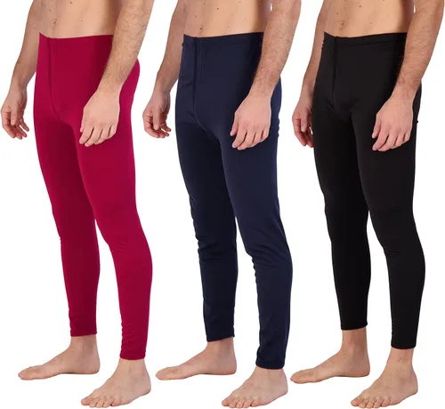 Miniatura 5 de Real Essentials Paquete de 3: ropa interior térmica para hombre, capa base, pantalones con forro polar con bragueta – parte inferior larga