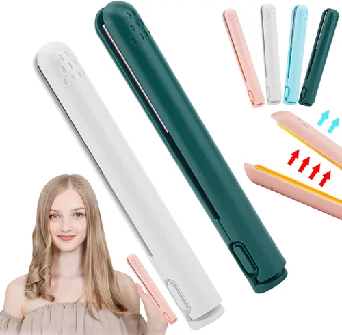 Miniatura 8 de Mini plancha de pelo de doble propósito, cerámica, portátil, 2 en 1, azul