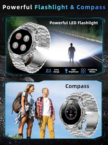 Miniatura 5 de KPEP Military Watch with 2 Bands (Answer/Make Call), 123+ Sport Modes, IP68 Waterproof Running Watch with Stress/SpO2/Heart Rate Monitor for Android