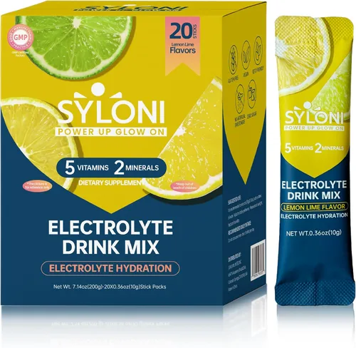 Miniatura 13 de paquetes de polvo de electrolitos, fresa (10.2 g*20 sobres), paquetes de hidratación sin azúcar, bebida de electrolitos con 7 vitaminas
