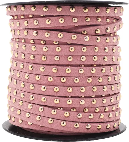 Miniatura 61 de Mandala Crafts Cordones de gamuza sintética para fabricación de joyas, 20 yardas, tiras de cordones de cuero con tachuelas doradas, cuerdas planas