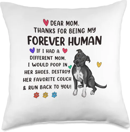 Miniatura 5 de Funny Pit Bull Dog Pittie Lover Gifts Dog Mom Forever Human - Divertida almohada negra Pitbull Mama para el día de la madre, 16 x 16 pulgadas