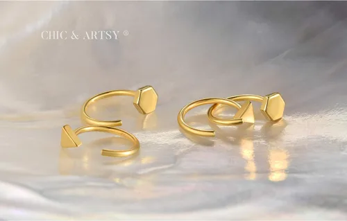 Miniatura 4 de Aretes de medio aro, aretes de aro pequeños de plata de ley 925 de bola, barra, estrella, luna, corazón, cruz, punto, triángulo, aretes