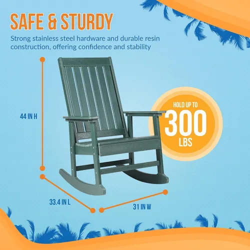 Miniatura 3 de Island Retreat Ez-Care - Silla mecedora Adirondack de madera de teca, perfecta como silla mecedora para patio, sala de estar o al aire libre