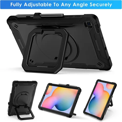 Miniatura 5 de DETUOSI Funda compatible con Samsung Galaxy Tab S6 Lite de 10.4 pulgadas 2024/2022/2020 con correa para el hombro, funda resistente a prueba de Negro