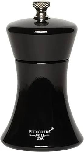 Fletchers' Mill Sierra Molinillo de pimienta, negro, 4 pulgadas, grosor ajustable fino a grueso, fabricado en Estados Unidos