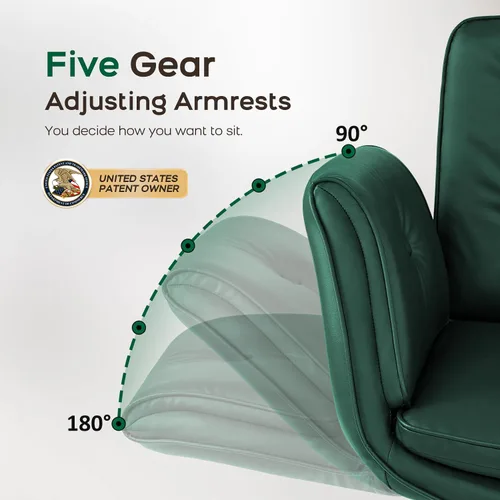 Miniatura 7 de amseatec Silla Criss Cross con Respaldo y Ruedas, Silla Ajustable Giratoria Cómoda para Tocador y Salón, Silla de Oficina para el Hogar, Estilo Verde