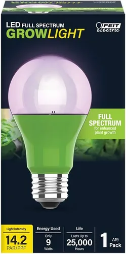 Miniatura 2 de Feit Electric Bombilla LED de espectro completo A19/GROW/LEDG2/BX, equivalente a 60 W, A19, no regulable, color verde