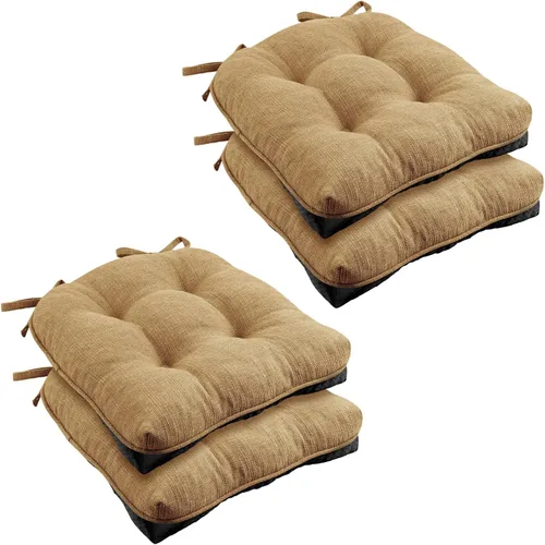 Miniatura 21 de Almohadillas de silla Wellsin para sillas de comedor, cojines de silla de cocina antideslizantes con lazos, juego de 4 almohadillas de silla de Caqui