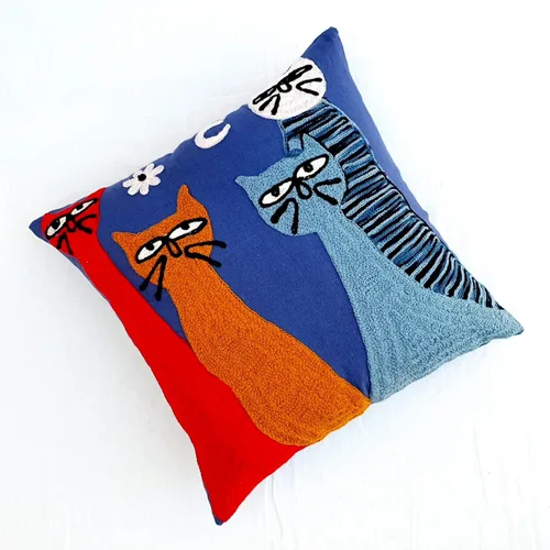 Miniatura 2 de INDACORIFY Suzani - Fundas de almohada con pompones de 16 x 16 pulgadas, bordadas, decorativas, de algodón