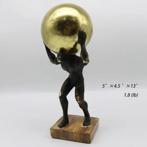 Miniatura 2 de Lukitas Atlas Sosteniendo el Mundo Estatua y Escultura, Figurina de Luchador Decoración, Escultura Levantando una Bola, Ornamento Creativo