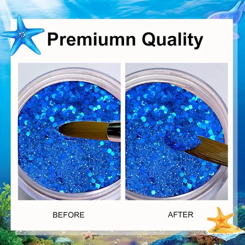 Miniatura 4 de Polvo acrílico profesional con purpurina azul para extensión de uñas, flores 3D de arte de uñas francés, tallado de uñas, principiantes, regalo