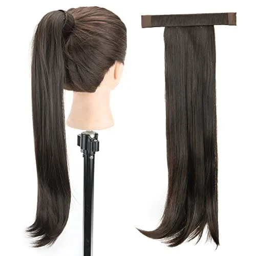 Miniatura 2 de IMISSU Novelly Design - Extensión de cabello largo y ondulado con cola de caballo con diadema flexible (rubio oscuro)