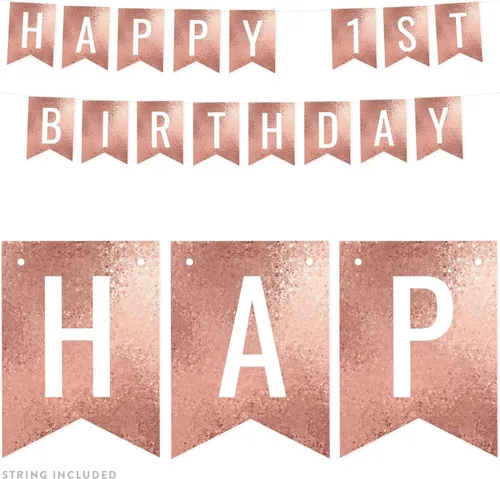 Miniatura 31 de Andaz Press Pancarta decorativa de mosaico con purpurina de oro rosa para fiesta de cumpleaños, 100 años de amor, aproximadamente 5 pies, 1 juego