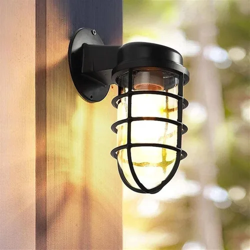 Miniatura 3 de Creative Wrought Iron Glass Wall Lamp - Retro Industrial Style Wall Sconce for Bar or Bedroom, E27 Bulb, Available in Brown and Black