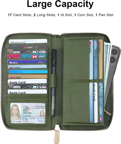 Miniatura 2 de Chelmon - Monedero para mujer de cuero genuino con bloqueo de señal RFID, para tarjetas de crédito