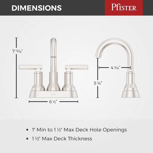 Miniatura 3 de Pfister Capistrano - Grifo de lavabo de baño, centro de 10.2 cm, 2 asas, 3 orificios, certificado NSF, acabado de níquel cepillado resistente a