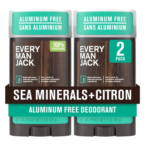 Every Man Jack Sea Minerals + Citron Desodorante para Hombres - Mantente Fresco con Desodorante Sin Aluminio Para Todo Tipo de Piel - Eliminador de