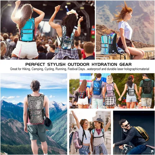 Miniatura 5 de Mothybot Paquete de mochila de hidratación, mochila de agua de 20 litros incluida, bolsa de hidratación de 2 litros, esencial para festivales