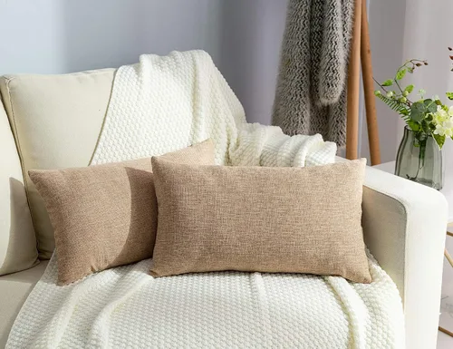 Miniatura 13 de Stellhome Juego de 2 fundas de almohada de lino para sofá, fundas de cojín decorativas sólidas de otoño para decoración del hogar, 16 x 16 pulgadas