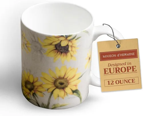 Miniatura 42 de Maison d' Hermine Taza de café con asas, tazas de porcelana fina de hueso, paquete de dos tazas de té para bebidas calientes, capuchino, latte, 015