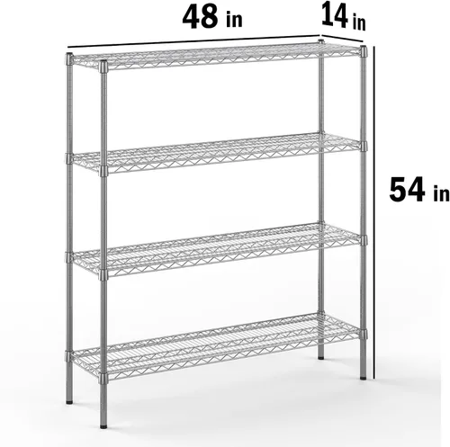 Miniatura 2 de Kit de estantería de alambre cromado de 4 niveles de 14 pulgadas de profundidad x 48 pulgadas de ancho x 54 pulgadas de alto Unidad de estante