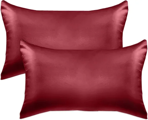 Miniatura 61 de Elegant Comfort Juego de 4 fundas de almohada de satén de viscosa refrescante con cierre de cremallera oculto, suave como la seda para el cuidado