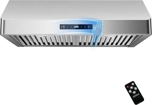 Miniatura 9 de Tiesay Campana extractora debajo del gabinete de 30 pulgadas, 900 CFM, con conducto convertible sin conductos, 3 velocidades ajustables, filtros