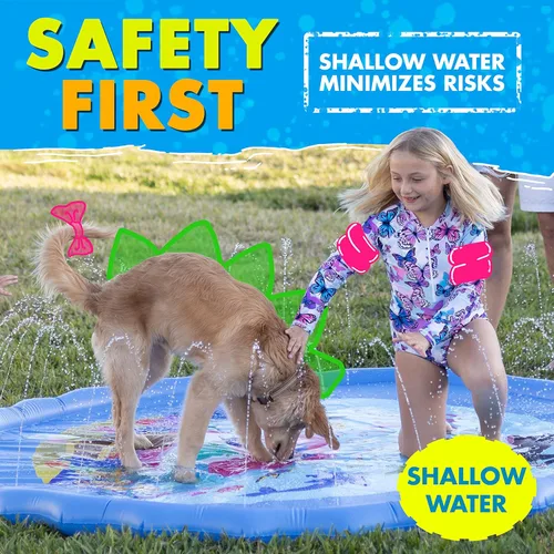 Miniatura 8 de SplashEZ Almohadilla de salpicaduras extra grande de 89 pulgadas para niños y perros, grandes juguetes al aire libre para niños pequeños de 1 a 3