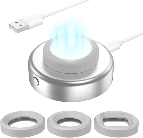 Miniatura 9 de Cargador de reloj solar, temporizador de apagado de 8H con hombres, mujeres y 3 tapas cuadradas, luz UV LED, carga rápida, relojes Eco Drive
