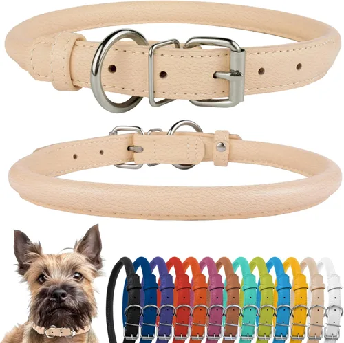 Miniatura 38 de CollarDirect Collar de perro con tachuelas, collares de cuero para mascotas para perros pequeños, medianos y grandes, acolchado suave, marrón, negro