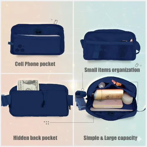 Miniatura 4 de INTINI Riñonera cruzada para mujer, pequeña bolsa de cintura con correa ajustable, mini bolsa lateral para viajes, correr, gimnasio y uso diario S