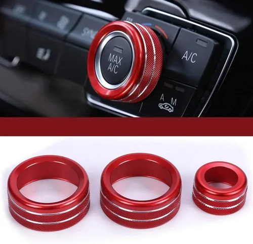 Miniatura 8 de YIWANG Aleación de aluminio car styling aire acondicionado Perillas de audio Circle Trim 3 unids para BMW 1 2 3 4 Series F30 F34 F46 GT X1 F47 F48