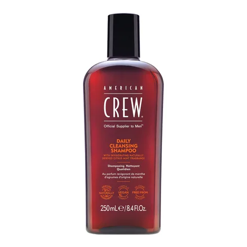 American Crew Champú para hombres, limpiador diario, derivado de forma natural, fórmula vegana, fragancia de menta cítrica, 8.45 onzas líquidas