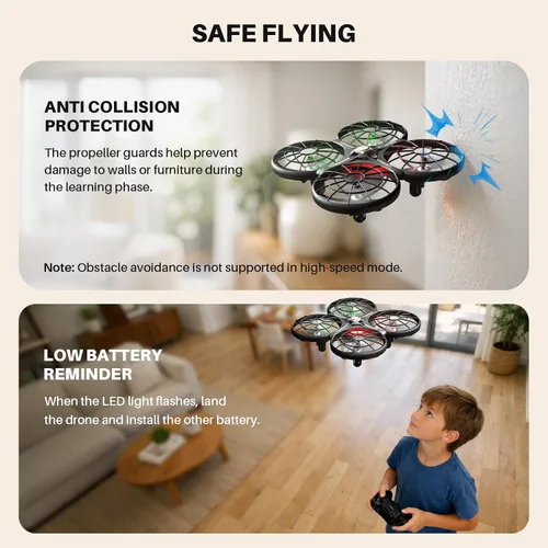 Miniatura 5 de SYMA Drone para niños de 8 a 12 años con evitación automática de obstáculos, 20 minutos de tiempo de vuelo (2 baterías), volteos 360° con un botón
