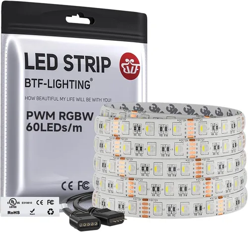 Miniatura 9 de BTF-LIGHTING 5050 RGBW RGB+Blanco Cálido(2700K-3000K) 4 colores en 1 tira de luz LED DC12V 5m 16.4 pies 60LED/m Multicolor IP30 Blanca 12mm PCB