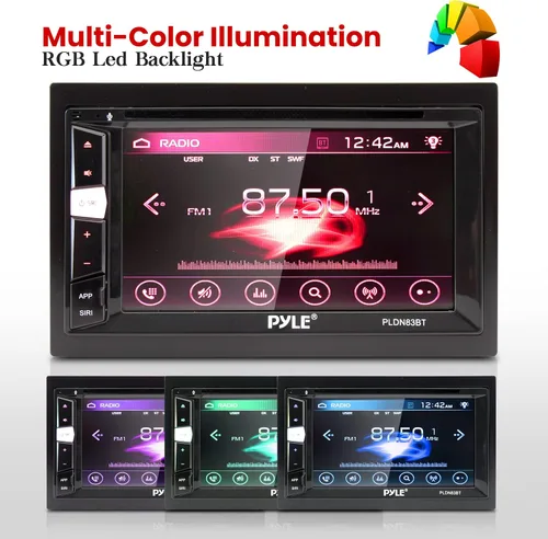 Miniatura 5 de Pyle Estéreo de coche con pantalla táctil doble DIN de 6.2 pulgadas, reproductor multimedia de DVD/CD/MP3, receptor Bluetooth, radio AM/FM, tarjeta