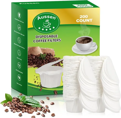 Miniatura 14 de Aussen Filtros de papel desechables para café, reemplazo para filtros Keurig, compatible con todos los filtros de una sola porción de Keurig, Blanco